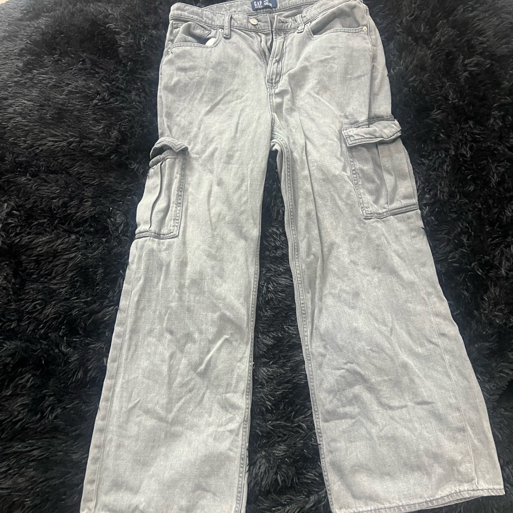 GAP High Rise Wide-Leg Denim in Gray
